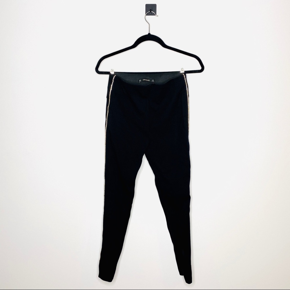 Zara Black Rhinestone Lined Legging Size Small